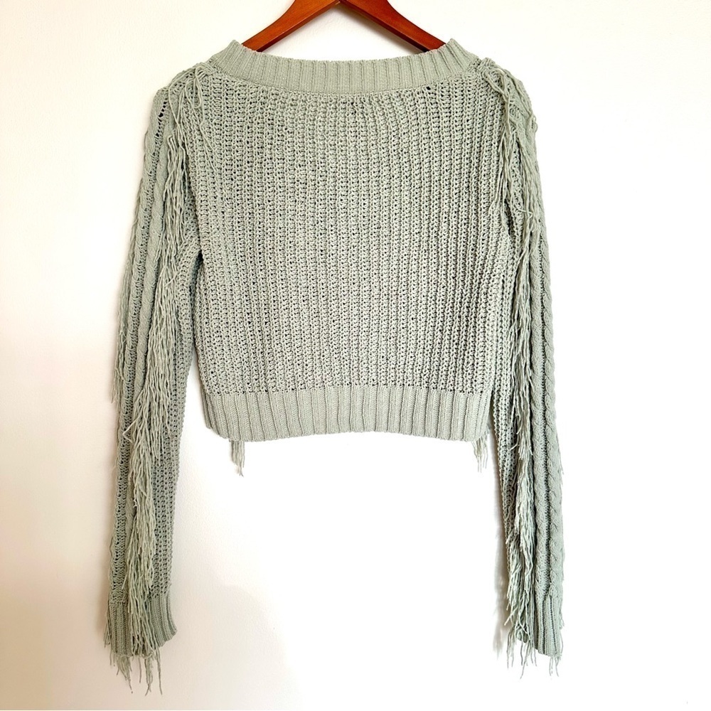 Rue21 Fringed Sage Green Cropped Sweater Size XS - Picture 8 of 10